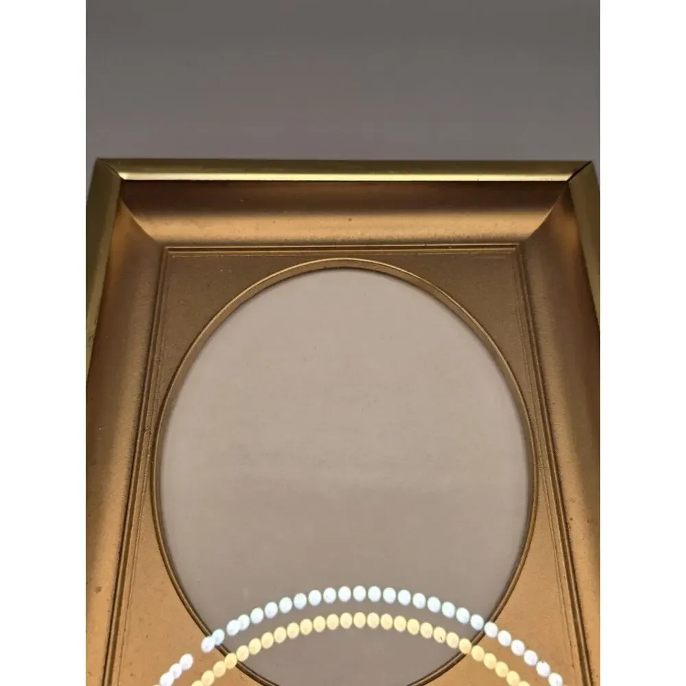 Vintage Brass Picture Frame Gold Tone Oval Mat Insert Mid Century Retro